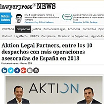 Aktion Legal Partners, entre los 10 despachos con ms operaciones asesoradas de Espaa en 2018